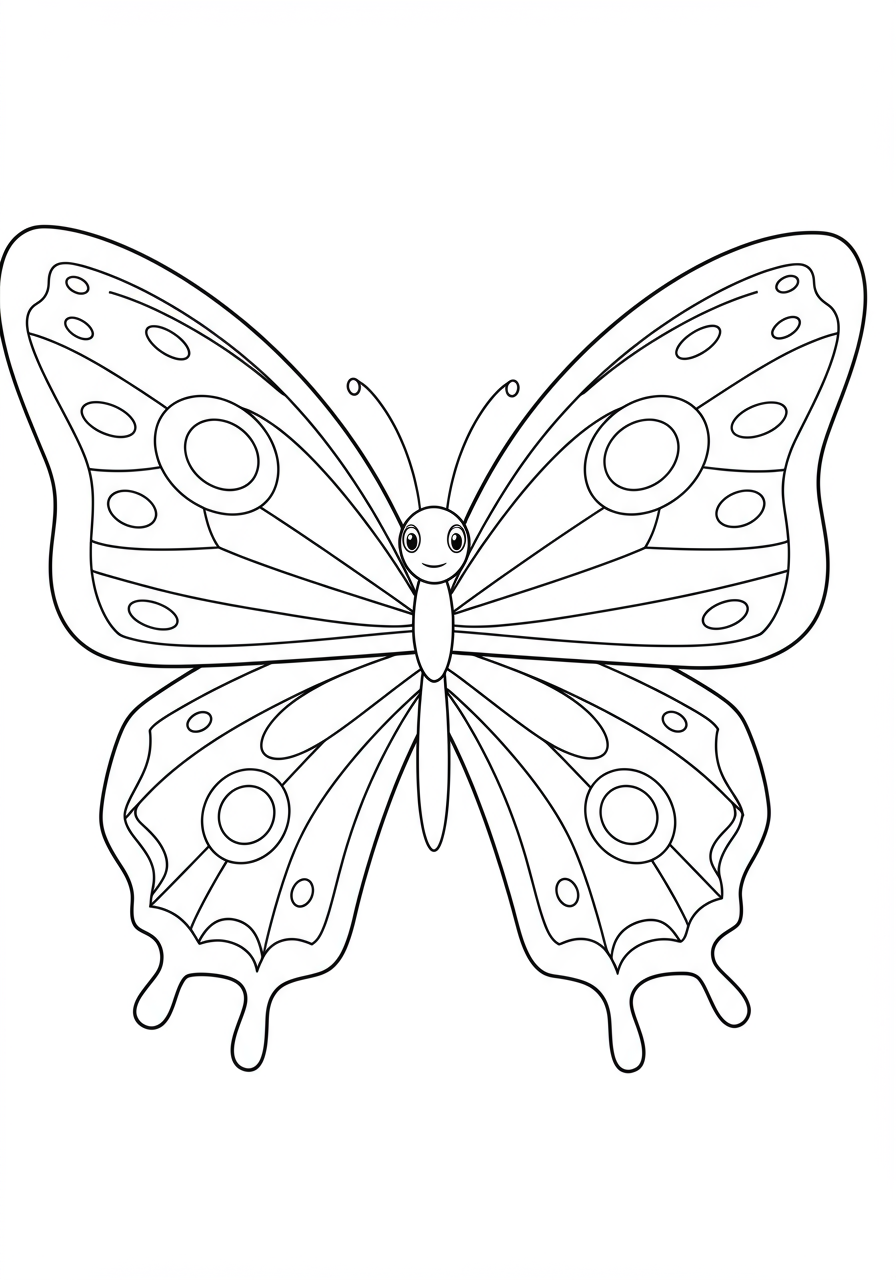 Beautiful butterfly coloring page for kids - free printable animal coloring sheet