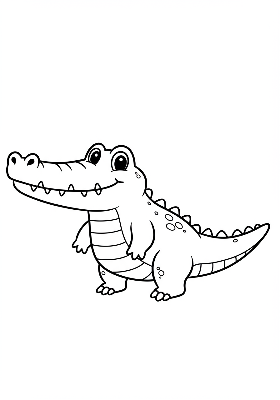 Crocodile coloring page for kids - free printable animal coloring sheet