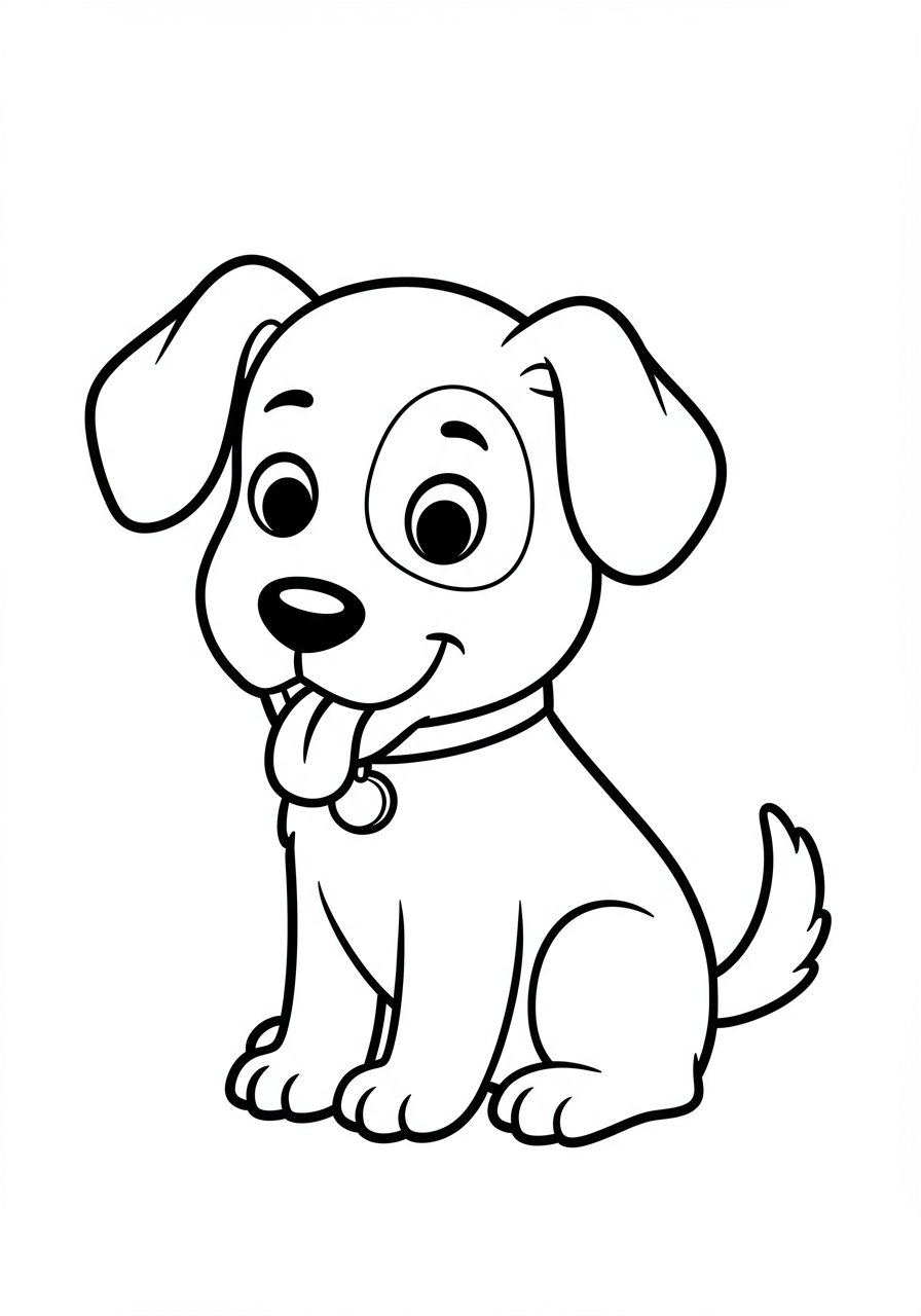 Happy dog coloring page for kids - free printable animal coloring sheet