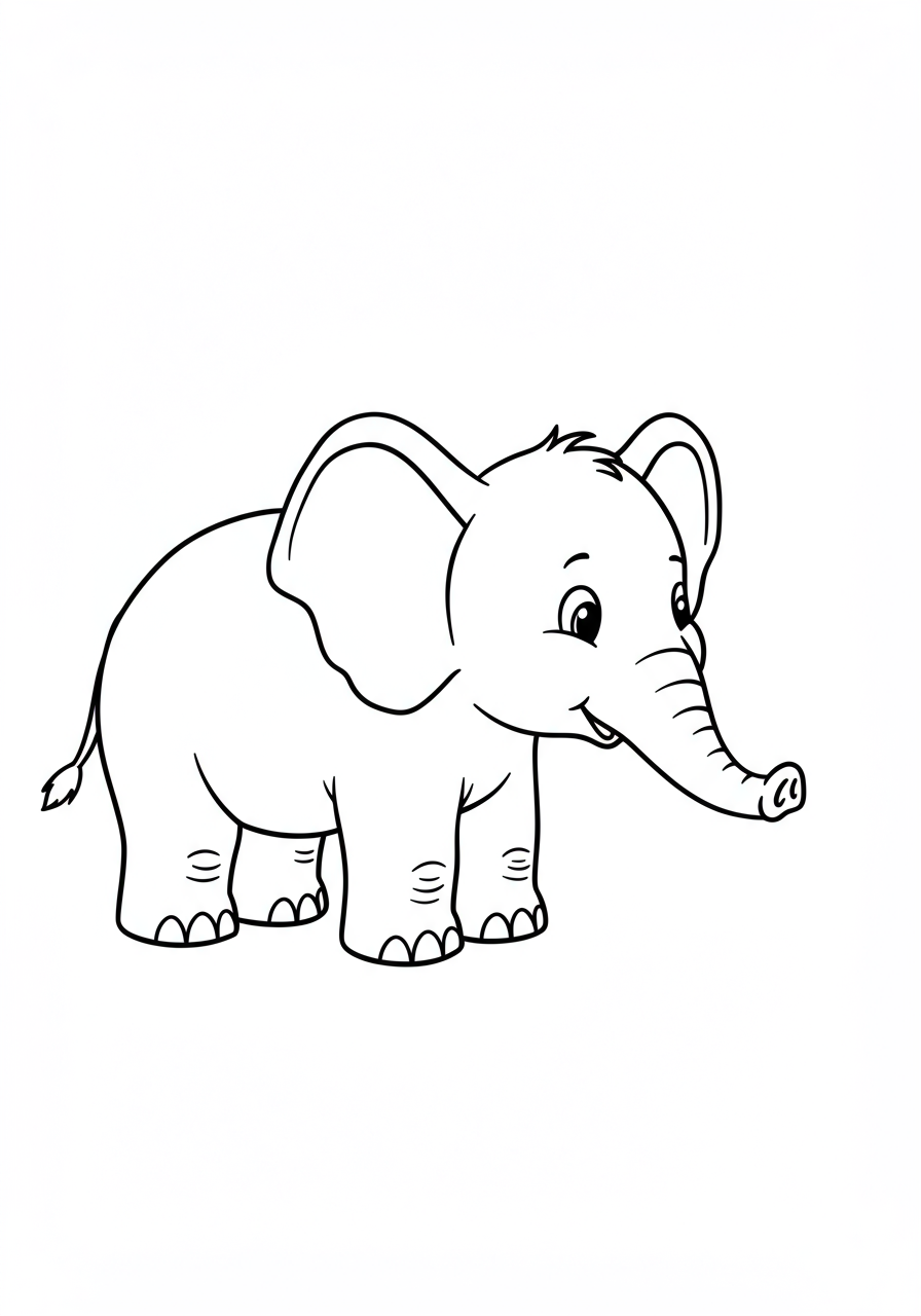 Cute elephant coloring page for kids - free printable animal coloring sheet