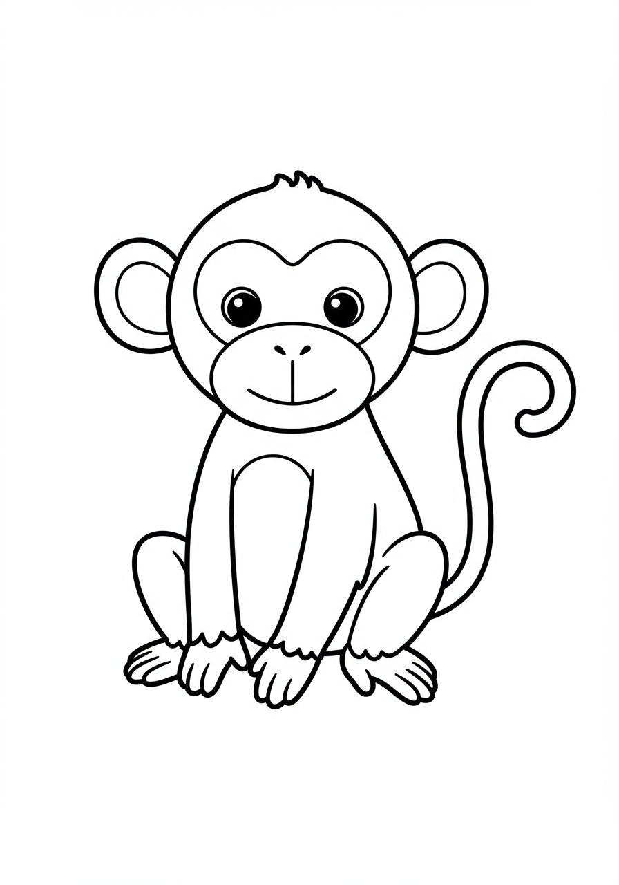Monkey coloring page for kids - free printable animal coloring sheet
