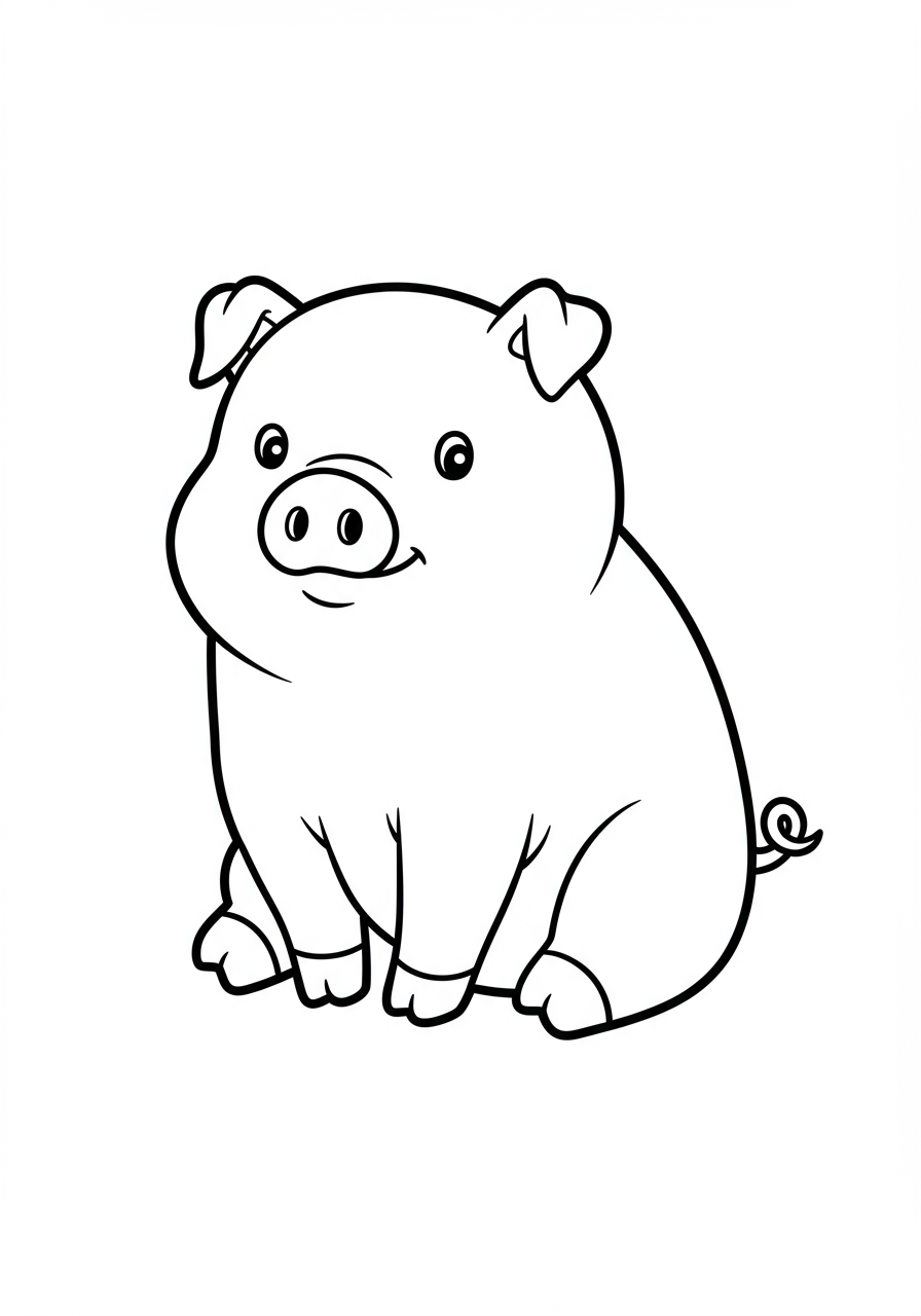 Cute pig coloring page for kids - free printable animal coloring sheet