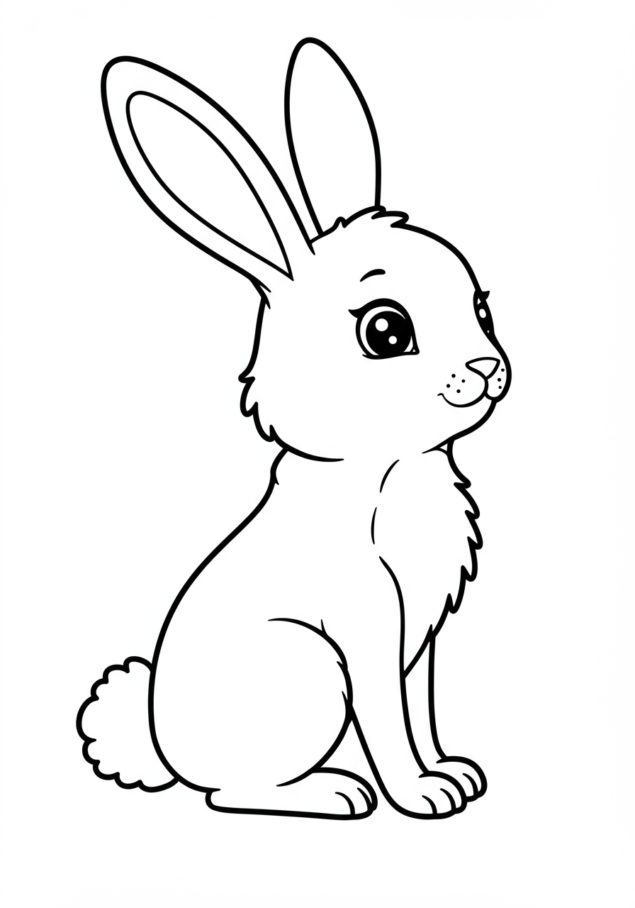 Cute bunny rabbit coloring page for kids - free printable animal drawing