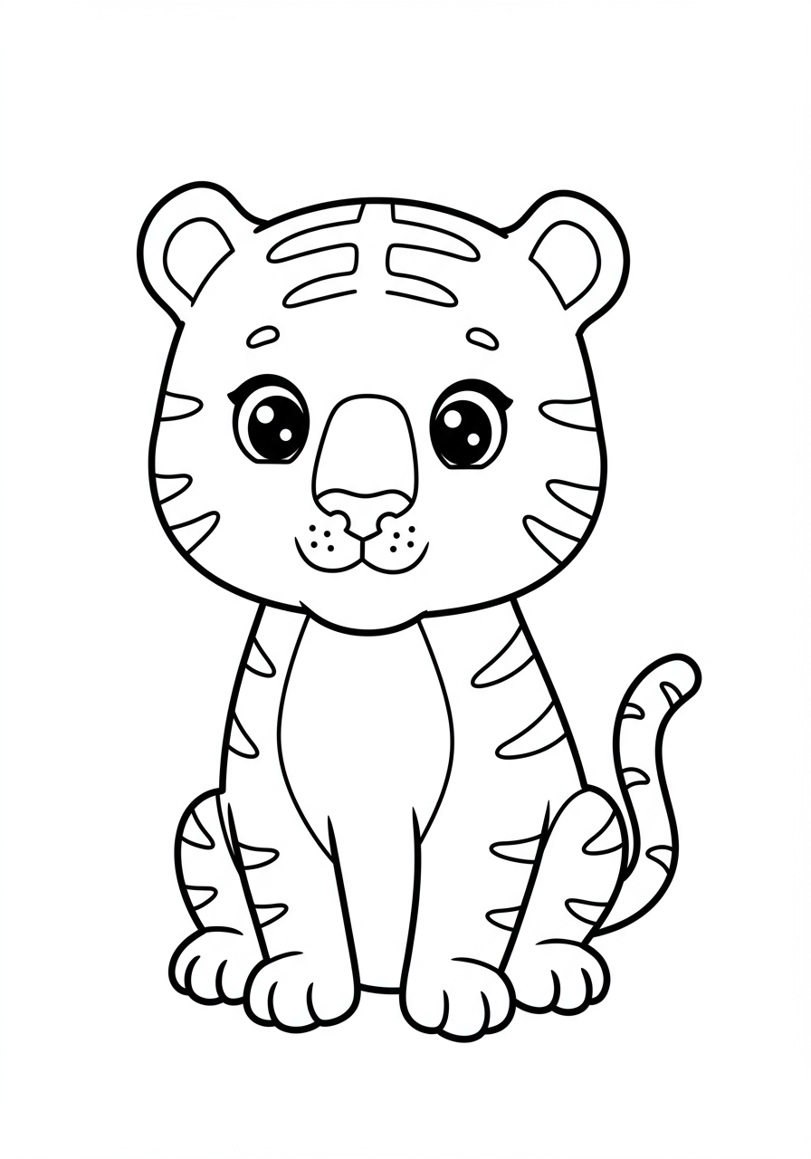 Tiger coloring page for kids - free printable animal coloring sheet