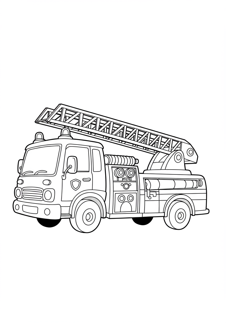 Free fire truck coloring page for kids - printable vehicle coloring sheet