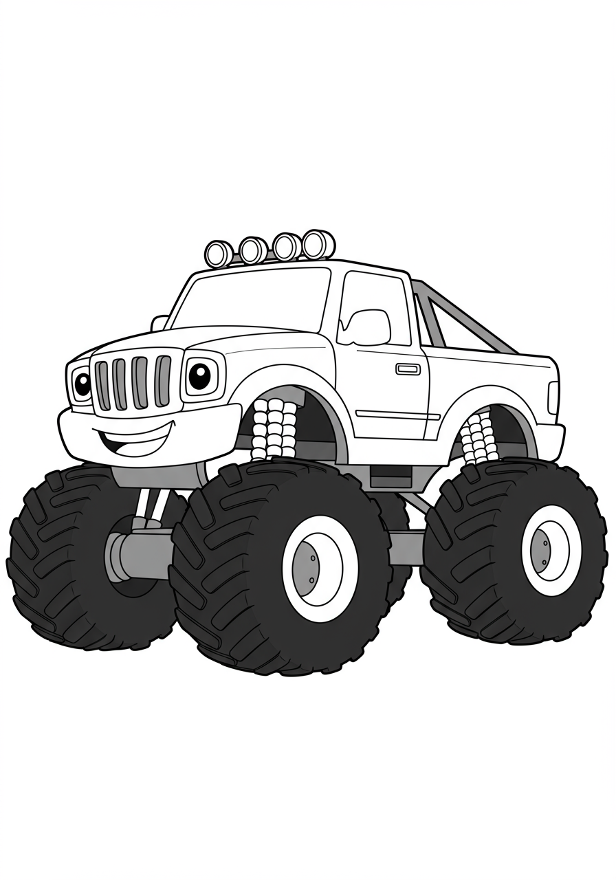 Free monster truck coloring page for kids - printable vehicle coloring sheet