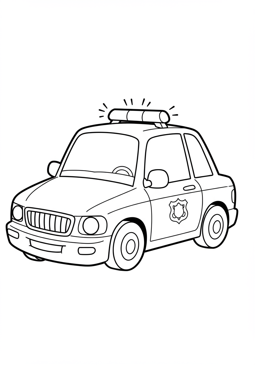 Free police car coloring page for kids - printable vehicle coloring sheet
