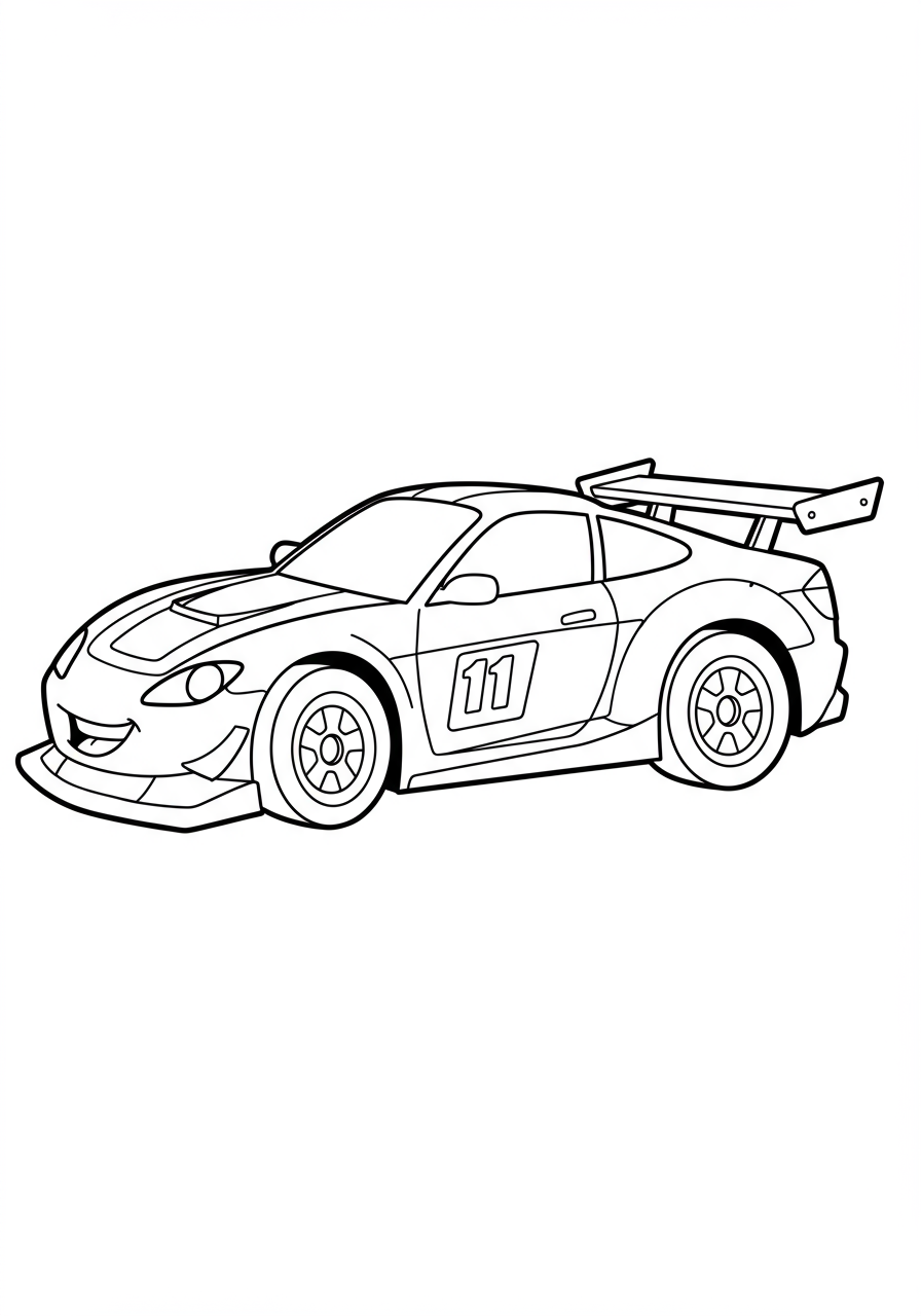 Free race car coloring page for kids - printable vehicle coloring sheet