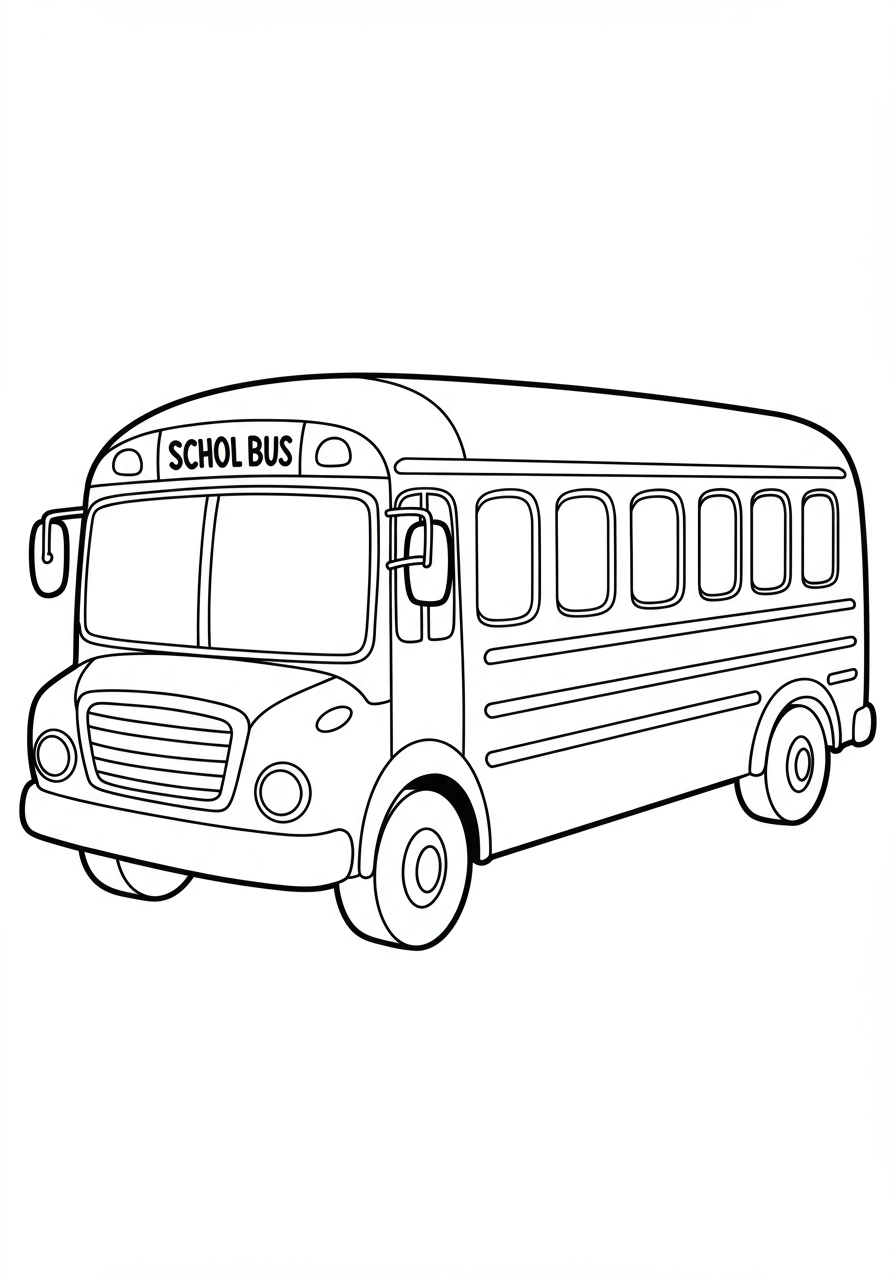 Free school bus coloring page for kids - printable vehicle coloring sheet