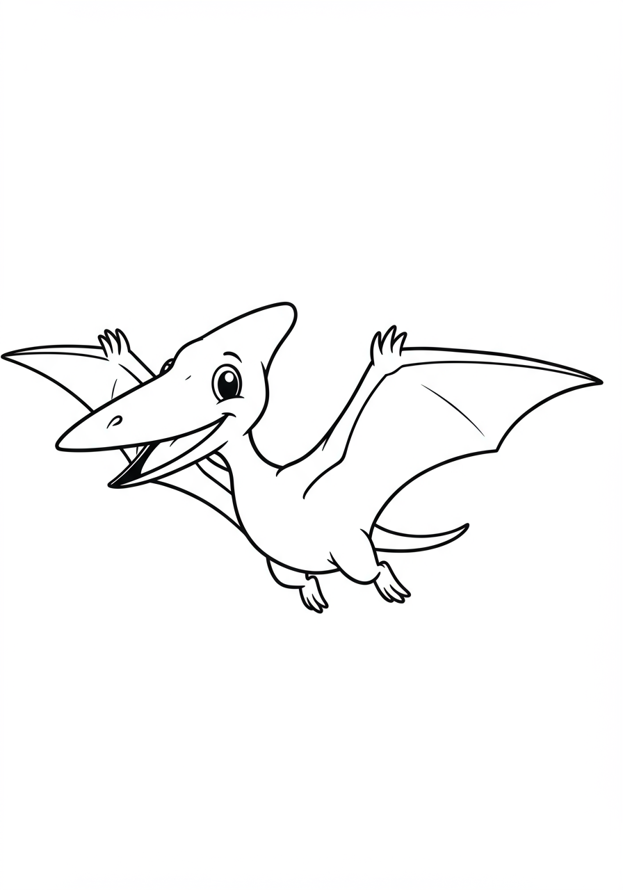 Free pterodactyl coloring page for kids - printable flying dinosaur coloring sheet