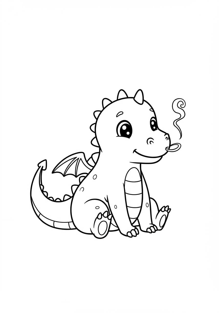 Free dragon coloring page for kids - printable fairy tale coloring sheet