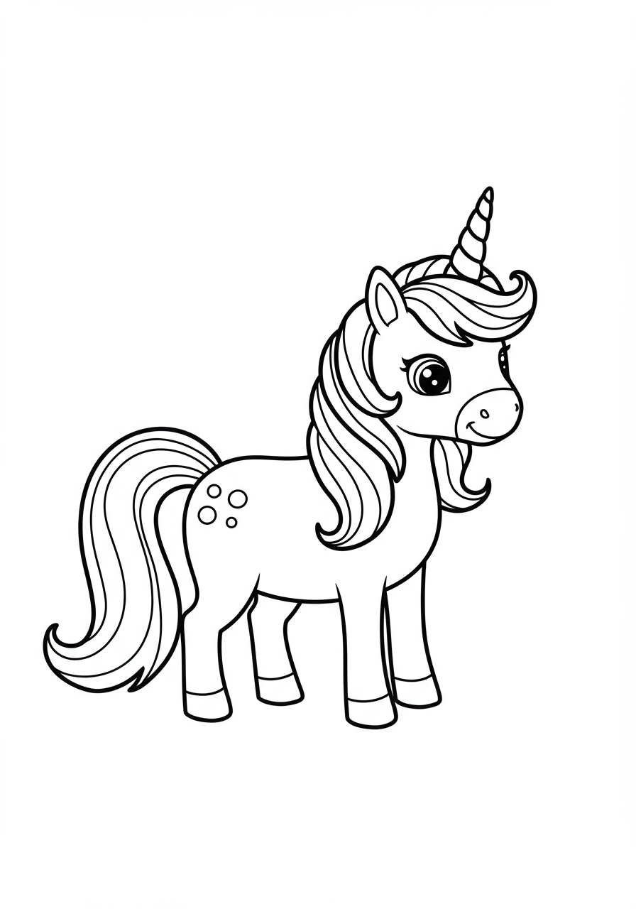 Free magical unicorn coloring page for kids - printable fantasy coloring sheet