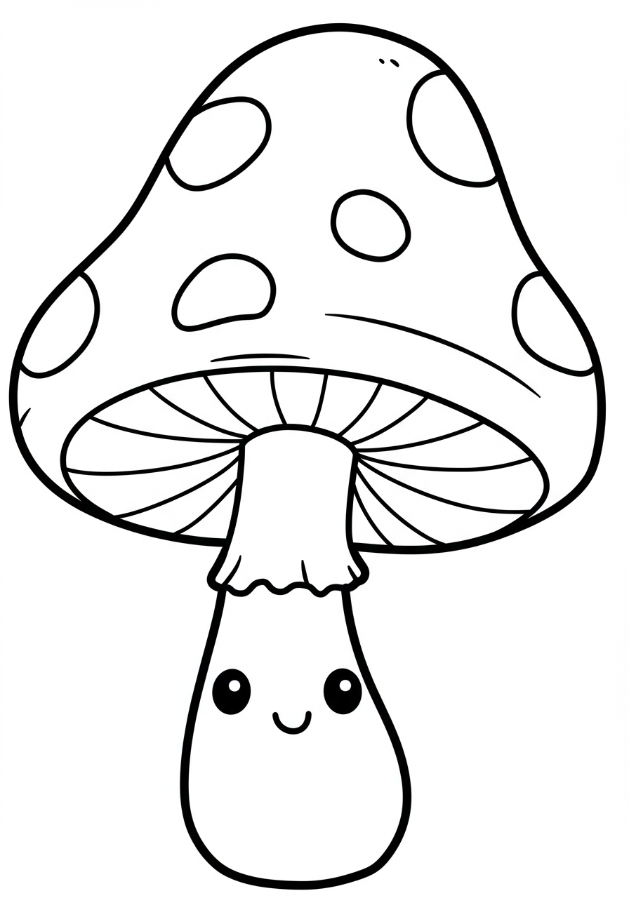 Free enchanted mushroom coloring page for kids - printable nature coloring sheet