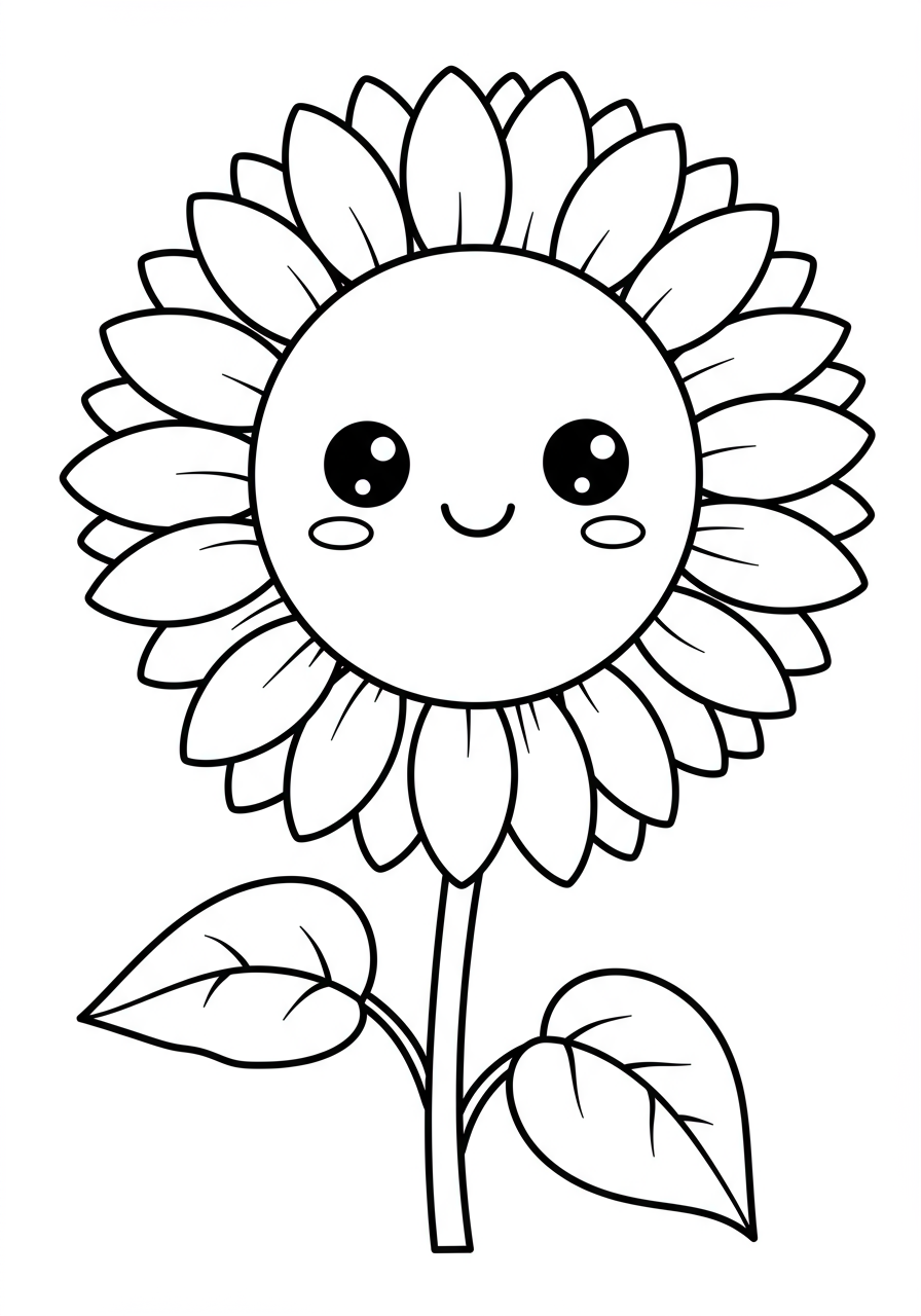 Free sunflower coloring page for kids - printable flower coloring sheet