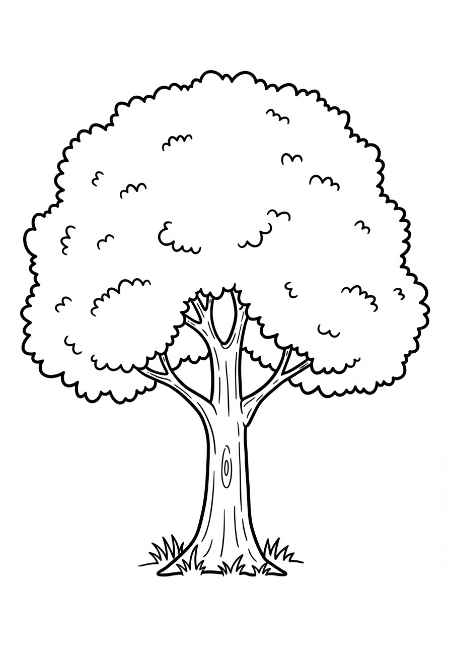 Free apple tree coloring page for kids - printable nature coloring sheet