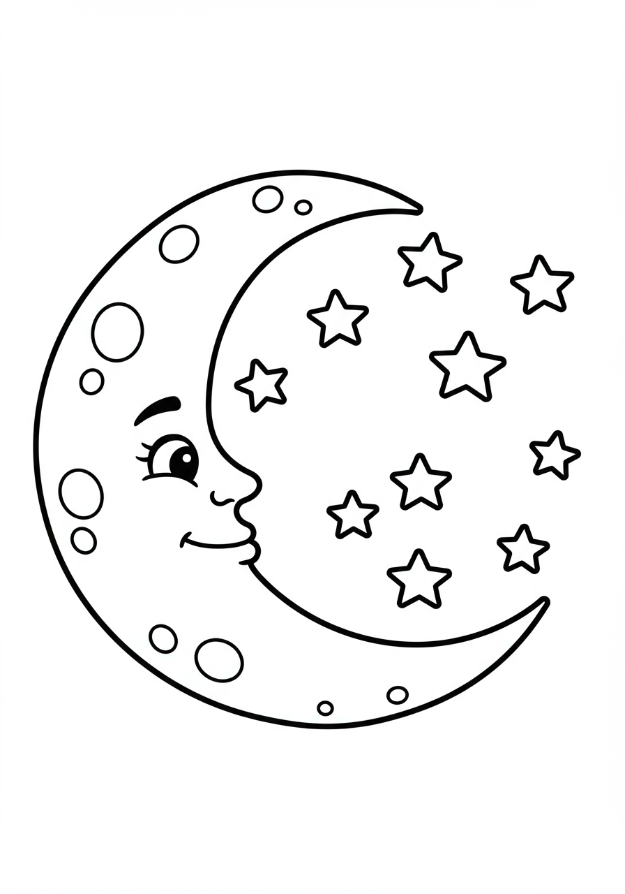 Free moon coloring page for kids - printable outer space coloring sheet
