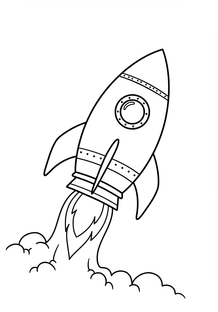 Free rocket ship coloring page for kids - printable space coloring sheet