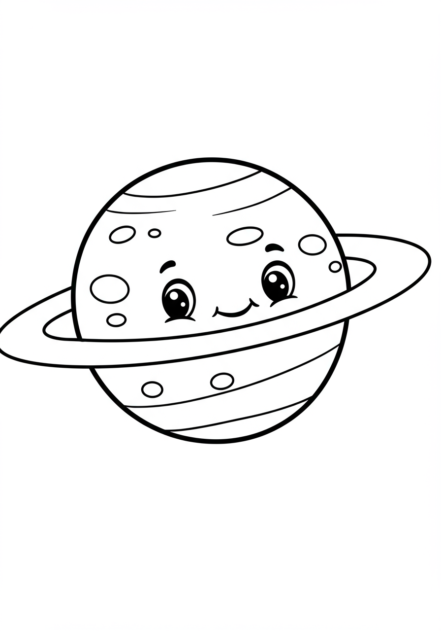 Free planet Saturn coloring page for kids - printable space coloring sheet