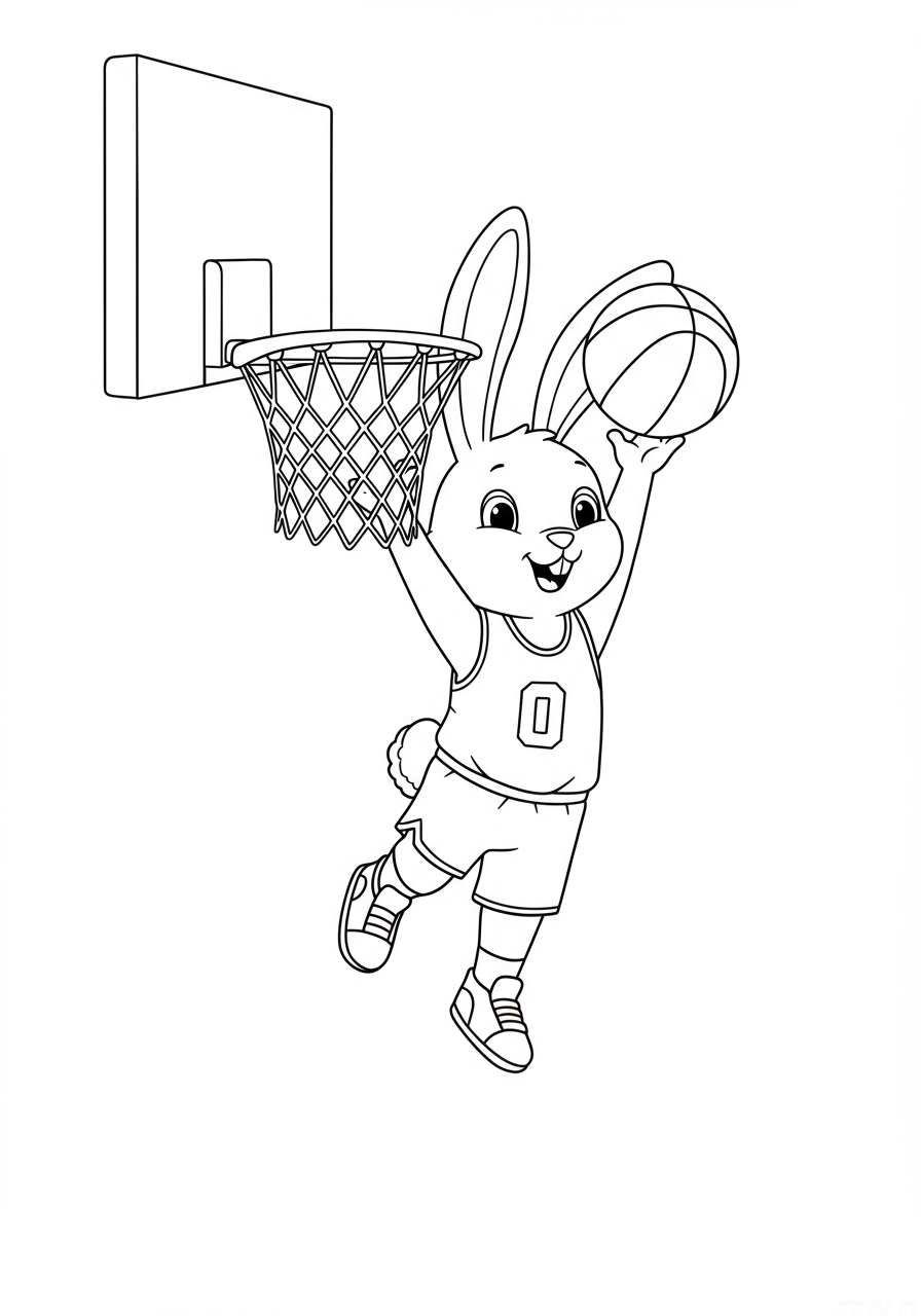 Free basketball player coloring page for kids - printable sports drawing