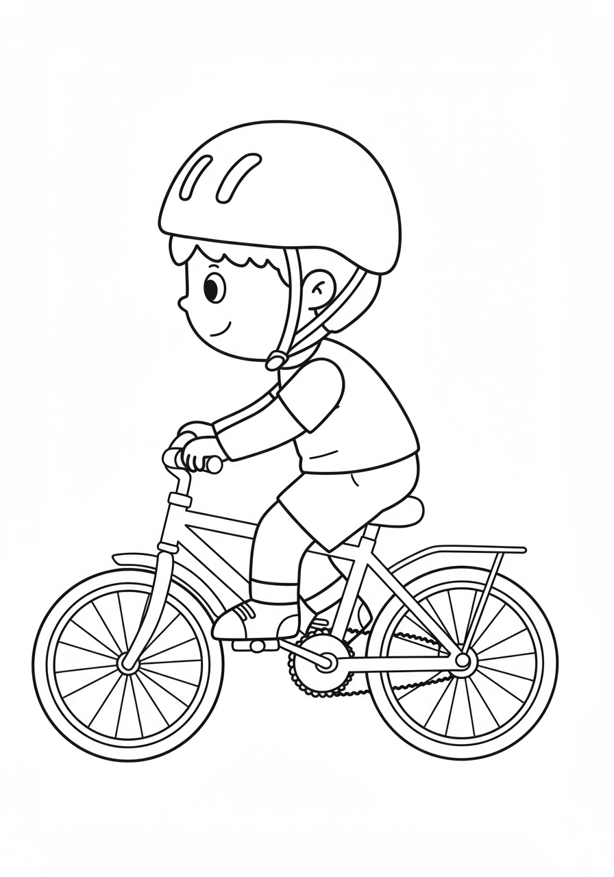 Free cyclist coloring page for kids - printable bike sports coloring sheet