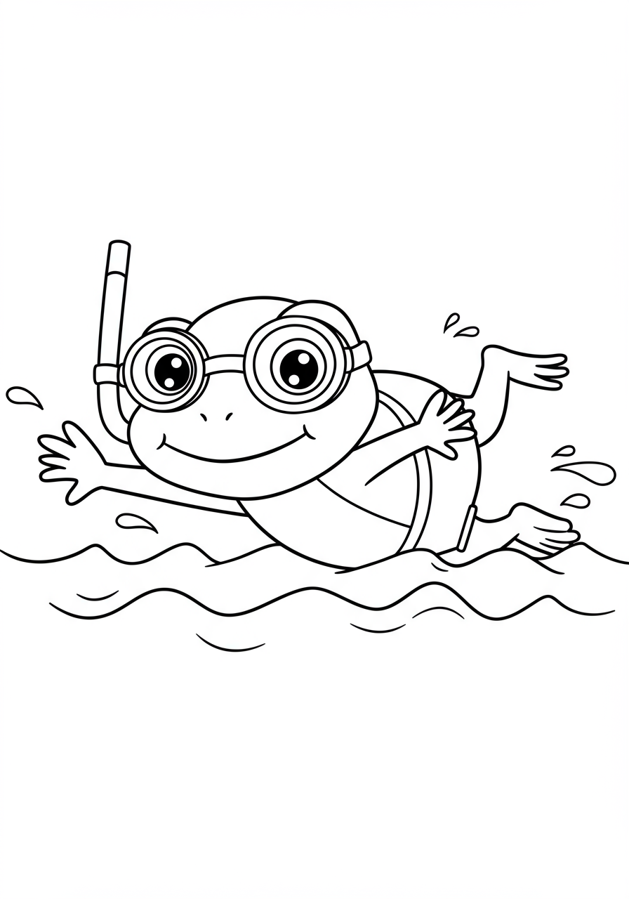 Free swimmer coloring page for kids - printable swimming sports drawing
