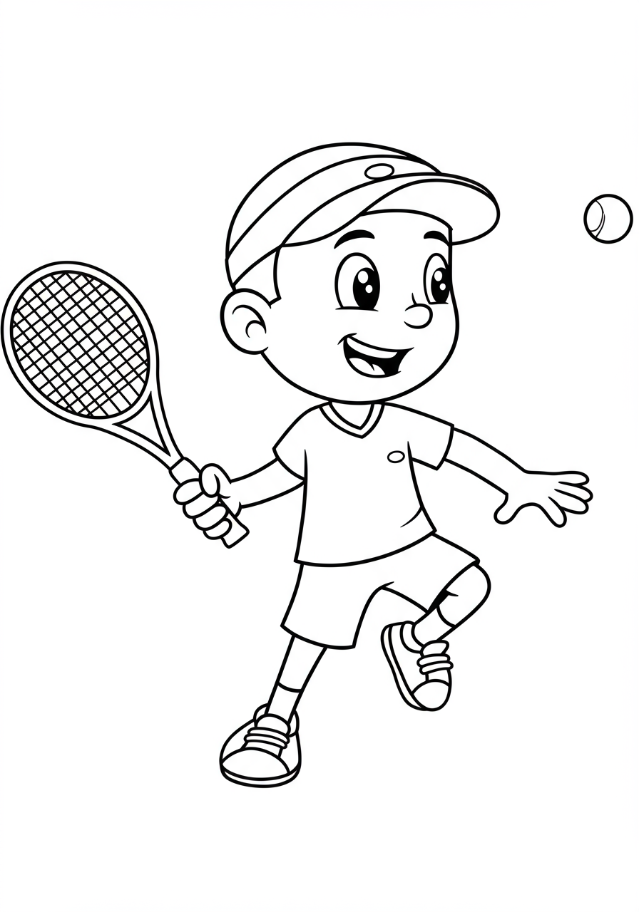 Free tennis player coloring page for kids - printable sports coloring sheet