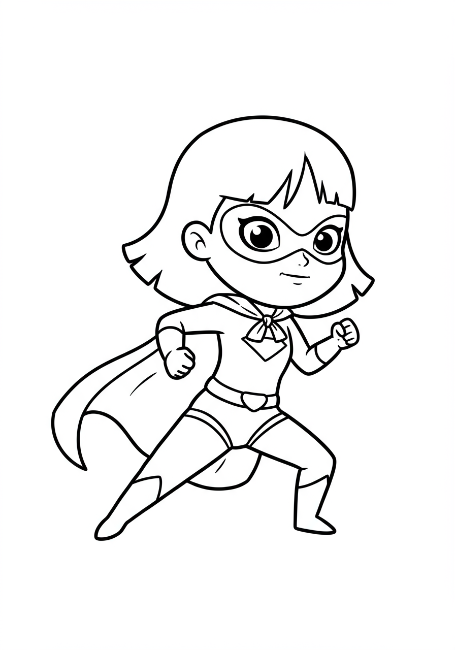 Free girl superhero coloring page for kids - printable hero coloring sheet