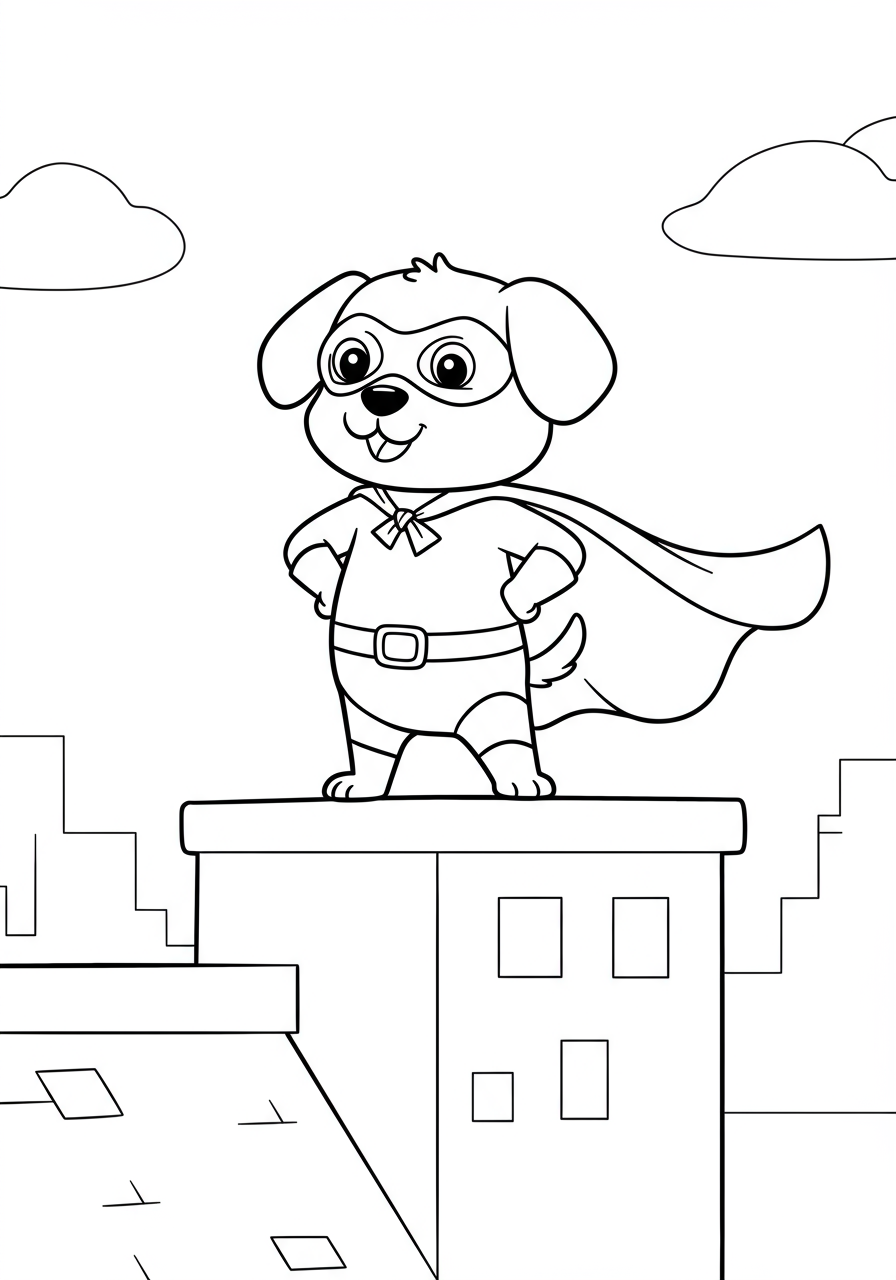 Free cape superhero coloring page for kids - printable hero coloring sheet