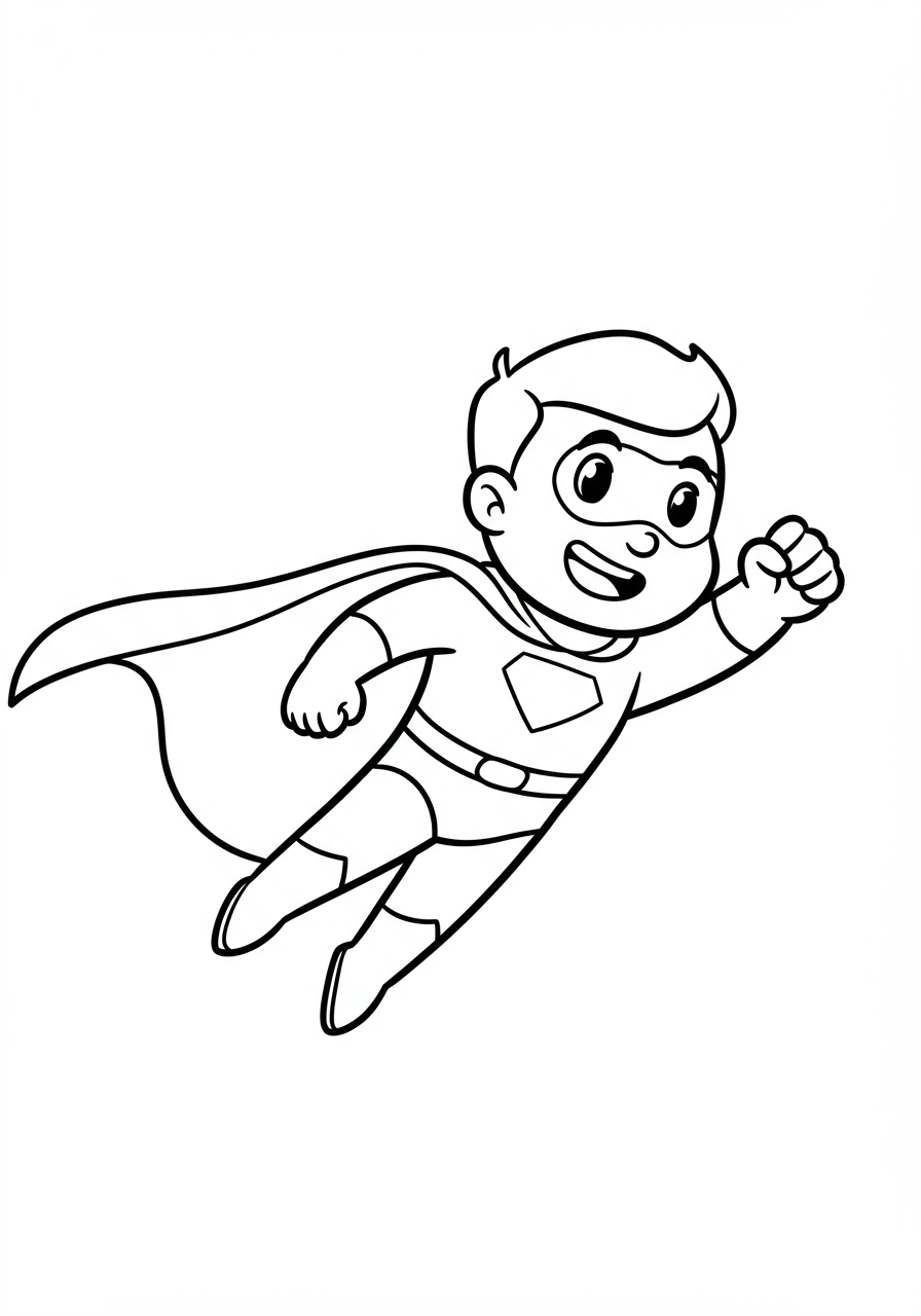 Free flying superhero coloring page for kids - printable hero coloring sheet