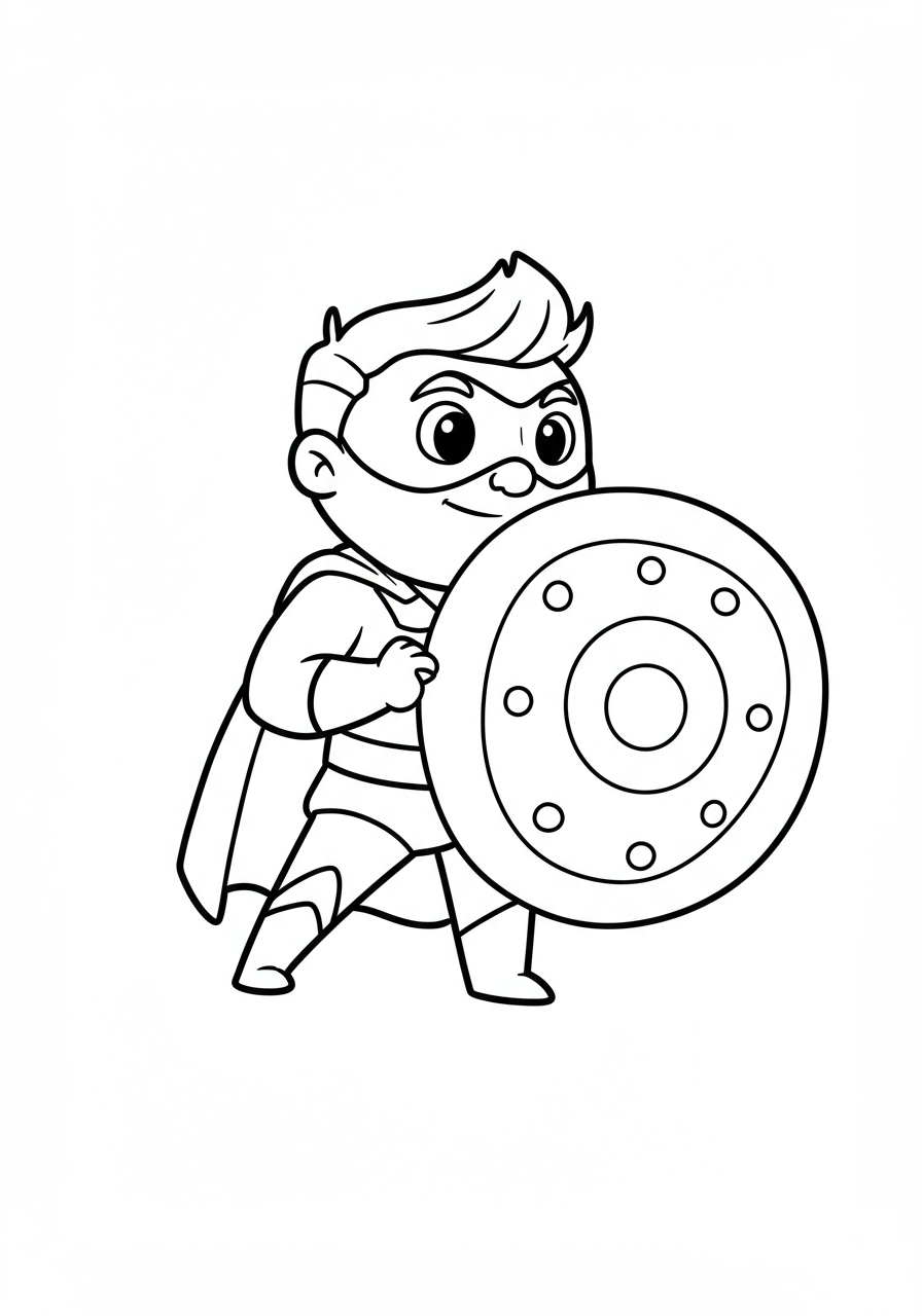 Free shield superhero coloring page for kids - printable hero drawing