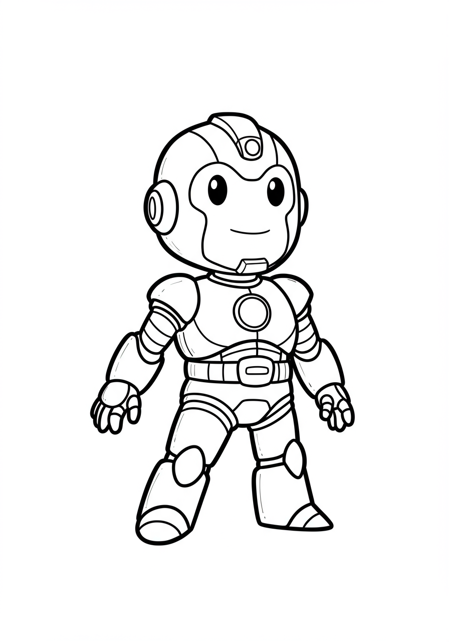 Free robot hero coloring page for kids - printable superhero coloring sheet