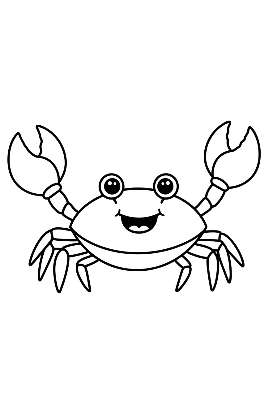 Free crab coloring page for kids - printable underwater ocean drawing