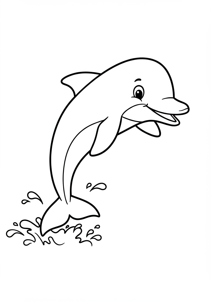Free dolphin coloring page for kids - printable ocean animal drawing