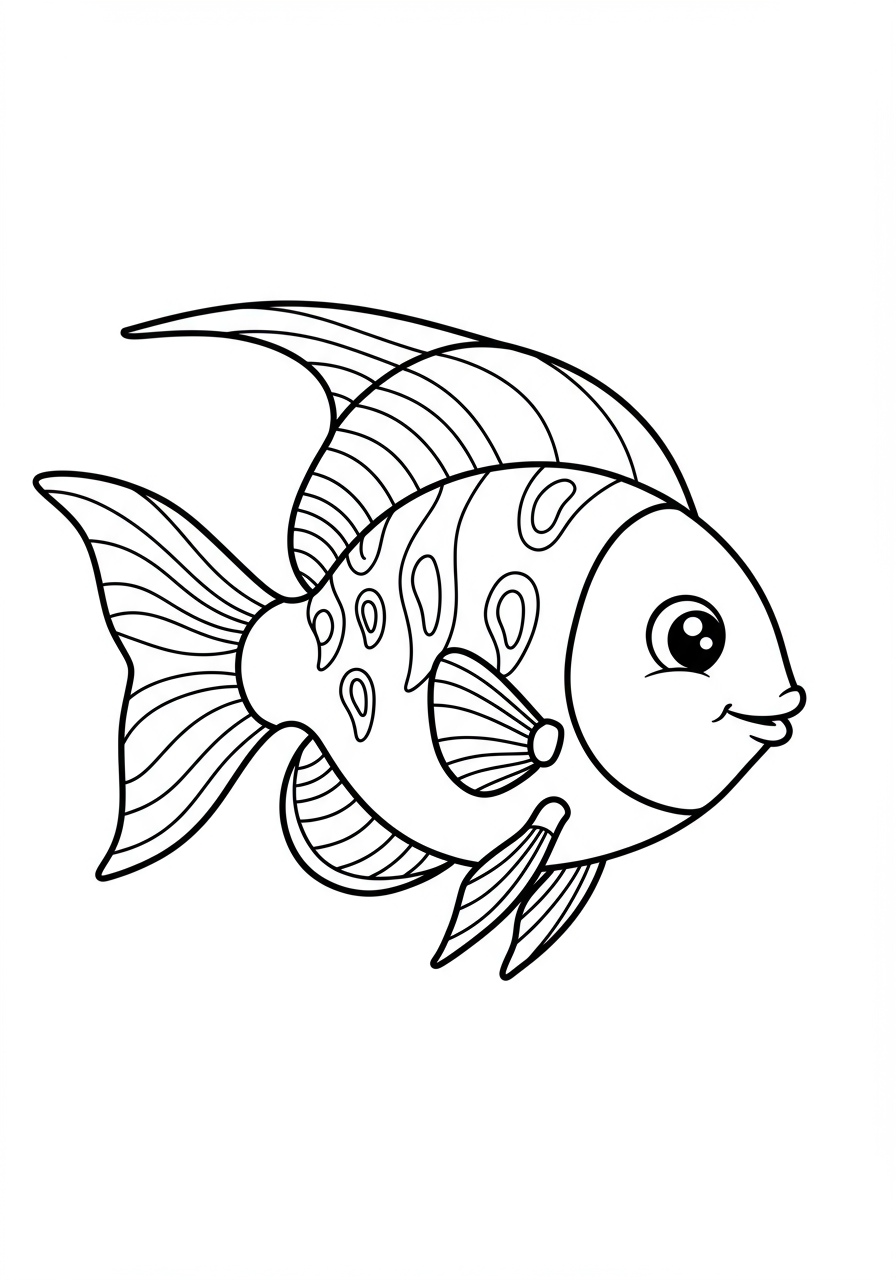 Free tropical fish coloring page for kids - printable ocean coloring sheet