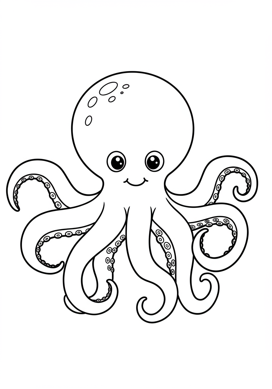 Free octopus coloring page for kids - printable ocean coloring sheet