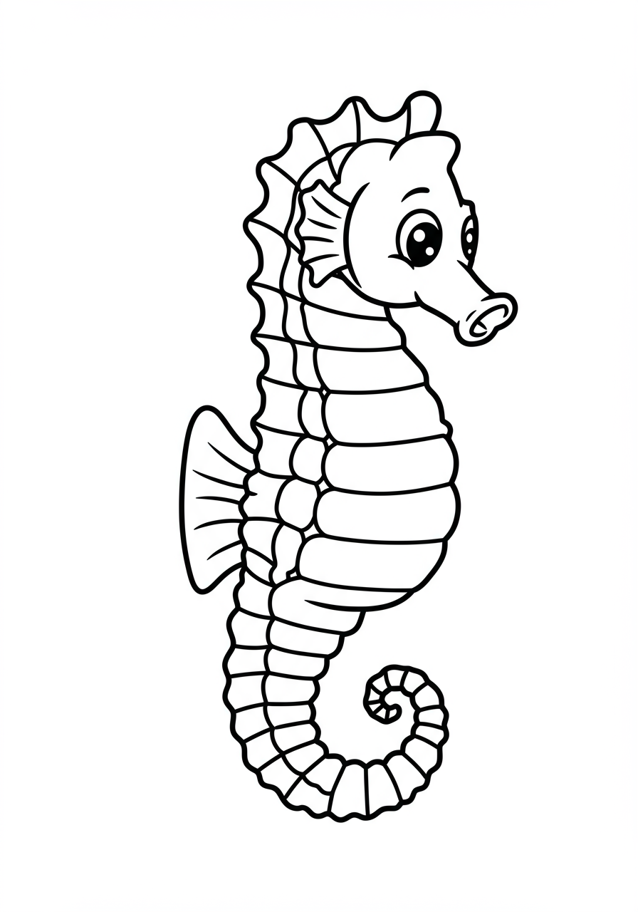 Free seahorse coloring page for kids - printable underwater coloring sheet
